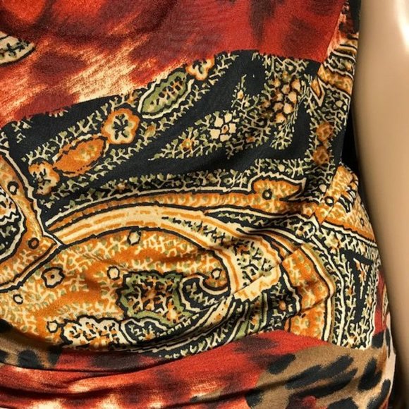 Grecian Multi Print Drape Front Sleeveless Top - Picture 11 of 12